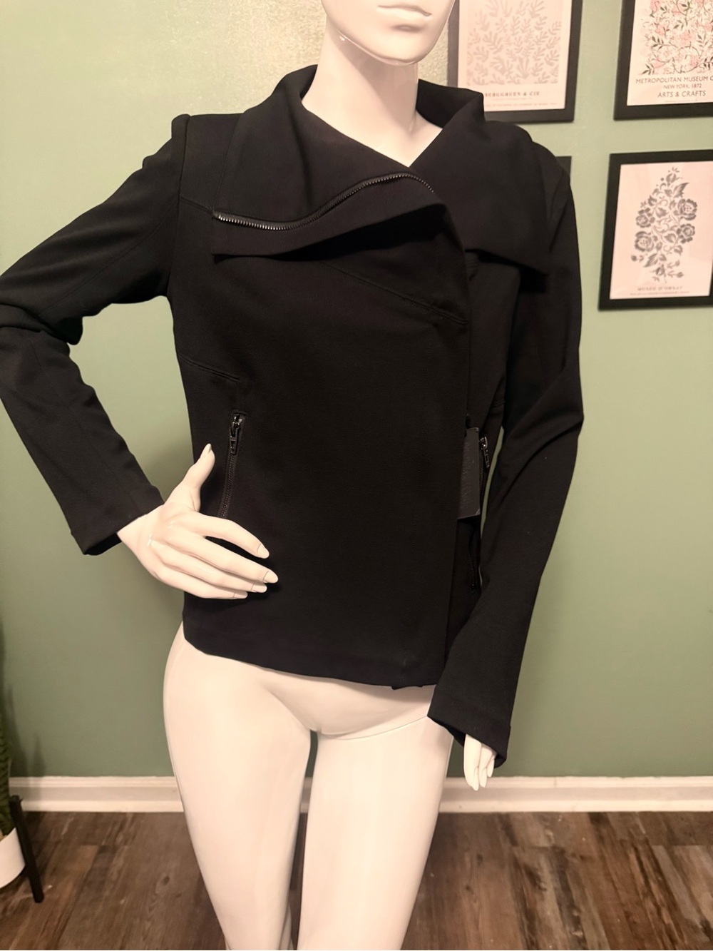 Blank NYC Black Asymmetrical Zip Moto Jacket NWT Retail $98
